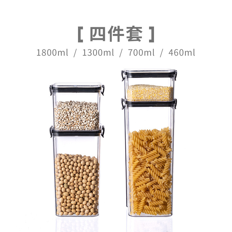 Tanque de sellado granos de cocina almacenamiento de grano de grano caja de plástico transparente de grado alimenticio bocadillos productos secos tanque de almacenamiento de té