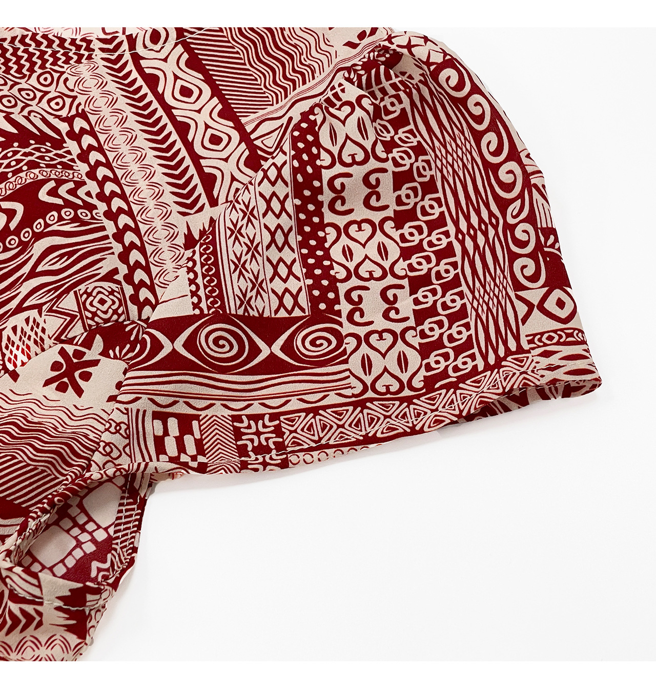 Đầm maxi nữ họa tiết bohemian tay ngắn thắt eo chất liệu voan — màu hồng chi tiết 26