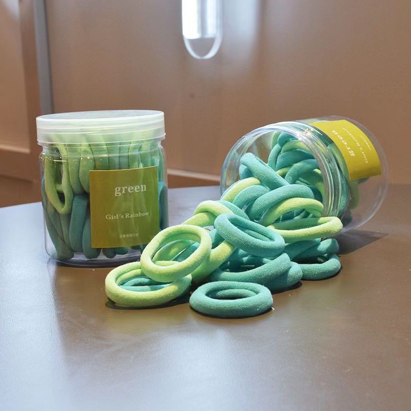 [Venta caliente transfronteriza] 50 cuerdas para el cabello enlatadas, gomas de goma de alta elasticidad de dos colores degradados sin costuras, anillos para el cabello al por mayor