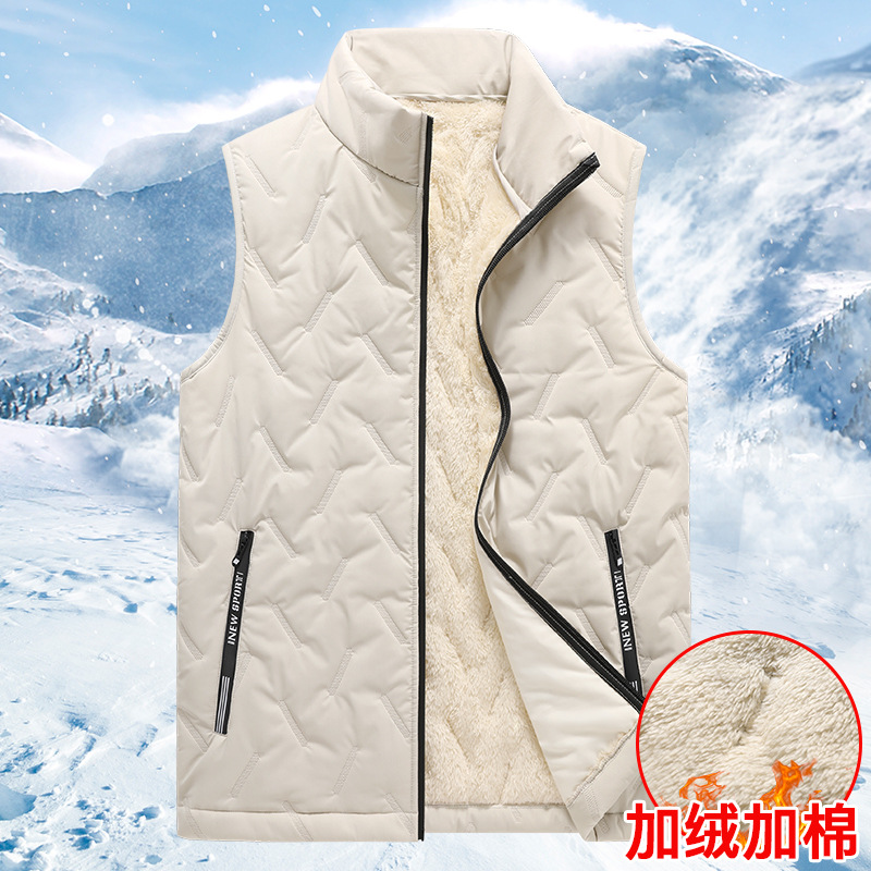 Chaleco transfronterizo marca de moda gruesa caliente hombre gran camisa de hombro de invierno otoño pareja chaleco sólido