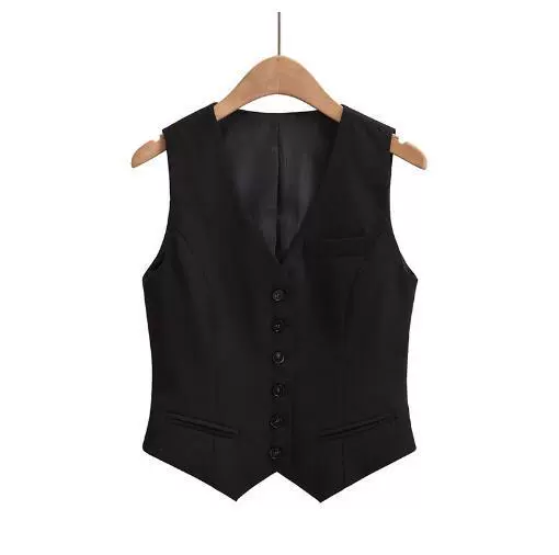 Vest sleevless, jacket, autumn, city style, European style, V-neckline