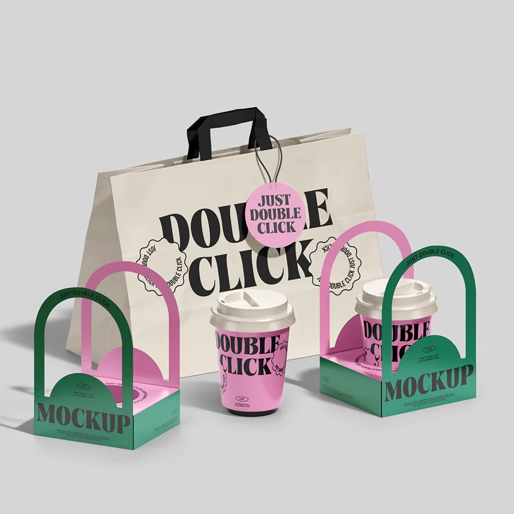 定 制咖啡店环保牛皮纸袋可回收食品包装，带有您自己的牛奶和寿