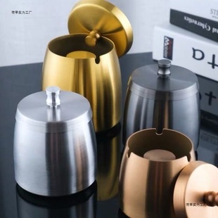 Stainless Steel Ashtray with Lid, Thickened Creative Ashtray for Internet Cafes, Anti-Fly Ash and Anti-Fall Ashtray