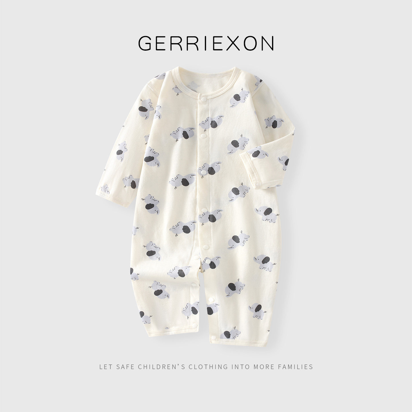Summer thin long-sleeved romper for babies, made of soft cotton, breathable, with cartoon print, comfortable and suitable for outdoor wear
