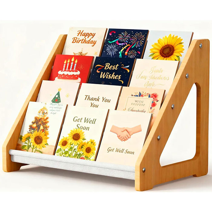 Cross-Border Floor-Standing Solid Wood Children's Room Storage Rack Children's Picture Book Storage Rack Multi-Layer Ladder-Type Small Bookshelf