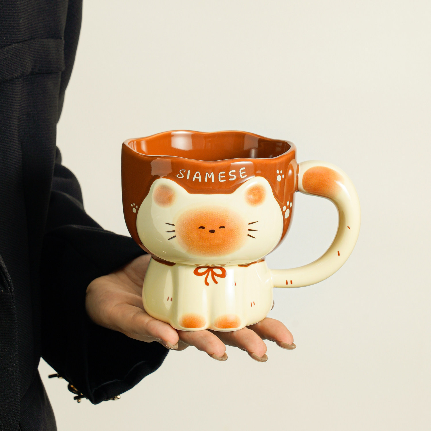 Taza de gato Siamese, taza de marca de nicho, taza de agua, taza de desayuno de café doméstico de alto valor para mujeres