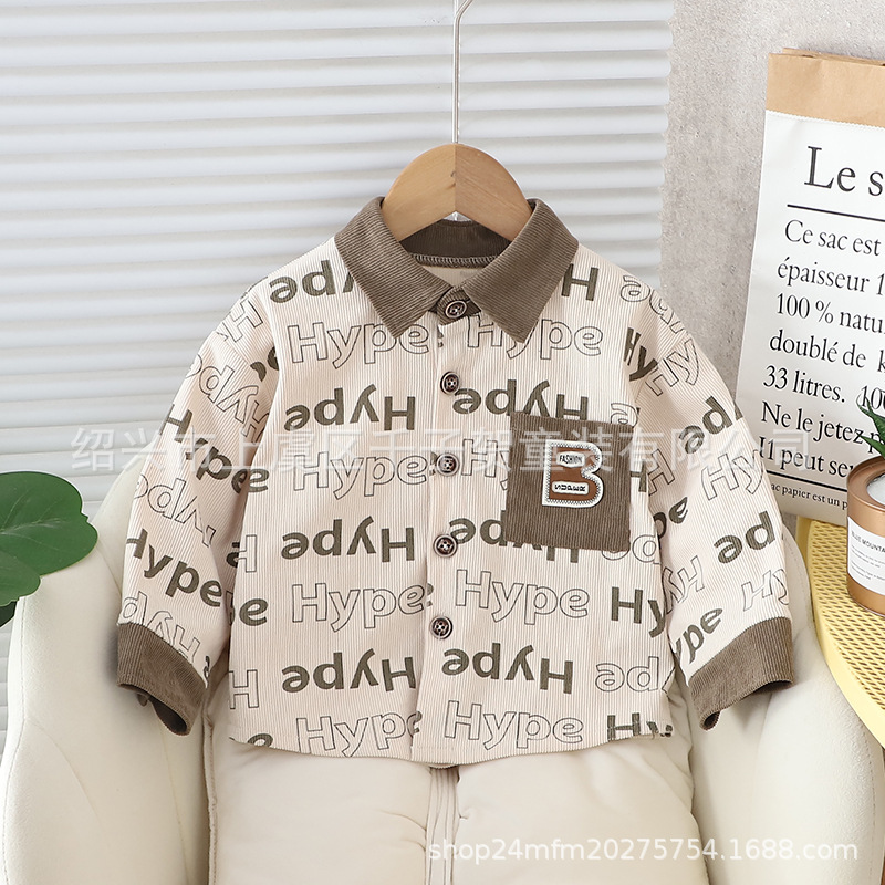 Ropa para niños camisa de letras para niños primavera y otoño 2024 nuevo chico guapo fresco primavera estilo coreano camisa de manga larga chaqueta