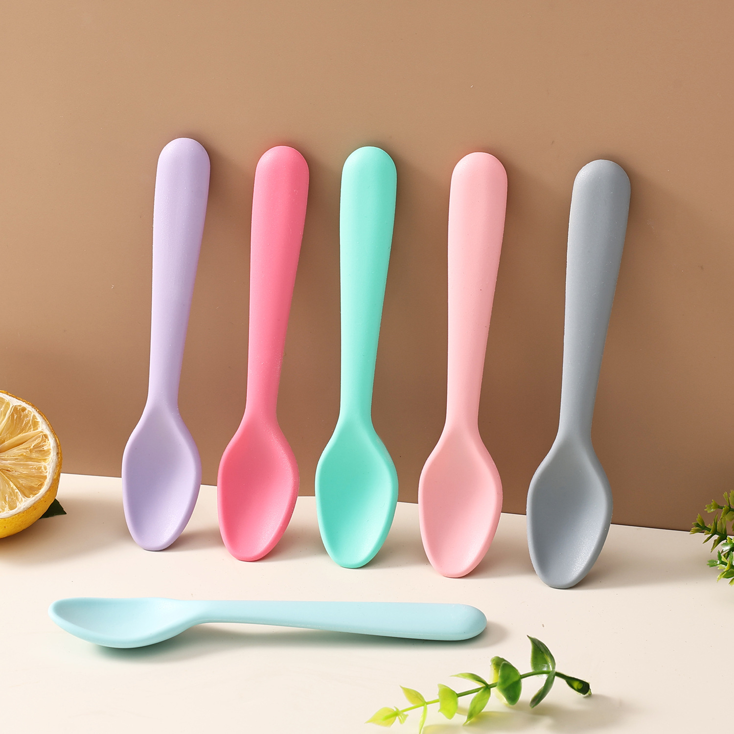 Amazon's New Silicone Children's Eating Spoon Infant Feeding Spoon Soft Head Smooth High Temperature Resistant Food Supplement Spoon Spoon