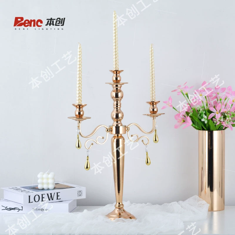 European iron candlestick, golden metal candlestick, retro candle cup, table decoration, crafts, butter lamp