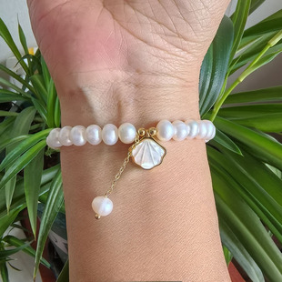 Cross-Border Natural Freshwater Pearl Bracelet for Women, Mother-Of-Pearl Shell Starfish Jewelry for Girls, Japanese and Korean Style Accessories, Internet Celebrity Hot Item