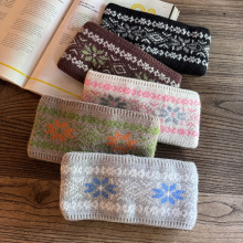 秋冬新款宽边保暖毛线发带时尚复古民族风头套外出护额头防风发箍