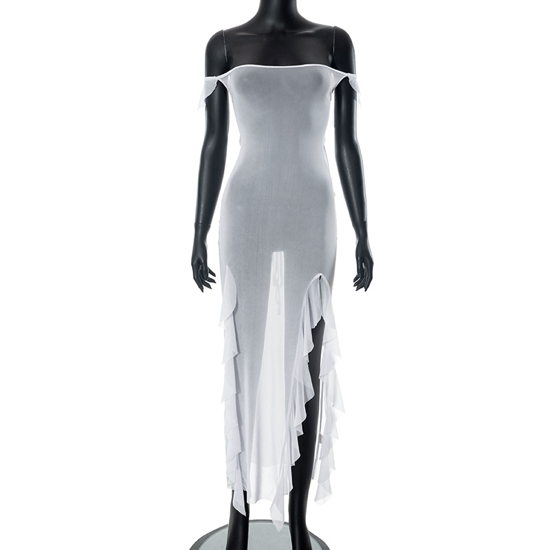 Sexy Backless Mesh Micro Transparent Tied Spaghetti Strap Dress Women Dress Summer