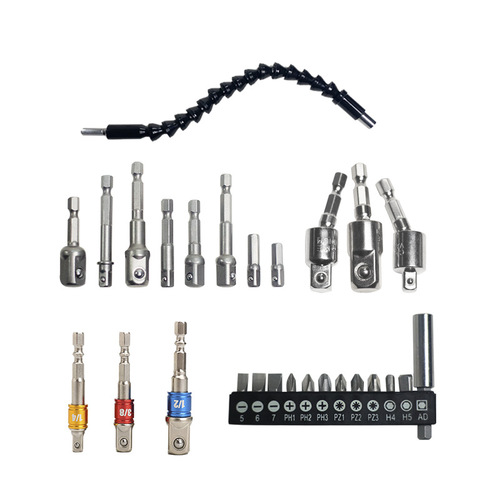 Flexible shaft ten-hole bit AD black hat quick-change quick-release adapter silver corner device connection conversion rod black bag set