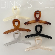 ins磨砂抓夹简约几何大号后脑勺发量多交叉鲨鱼夹发夹几何线条