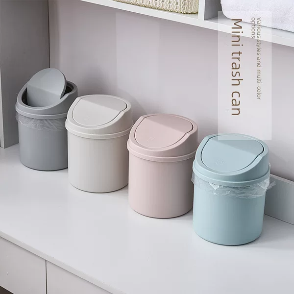 ins Style Desktop Small Trash Bin Bedroom New Style Girly Heart Household Cute Internet Celebrity Mini Storage Box with Lid