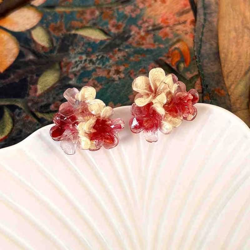 Especial estilo francés retrógrado tiñido pernos de flores de alto nivel de nicho de diseño temperamento nuevo aretes chinos pernos de orejas para mujeres image 8