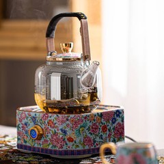 琺瑯彩電陶爐輕奢加厚玻璃燒水壺高端家用陶瓷功夫茶具煮茶壺套裝