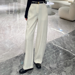 2025秋季新品女裤高腰弹力微香蕉垂坠长裤女显瘦中性风休闲弯刀裤