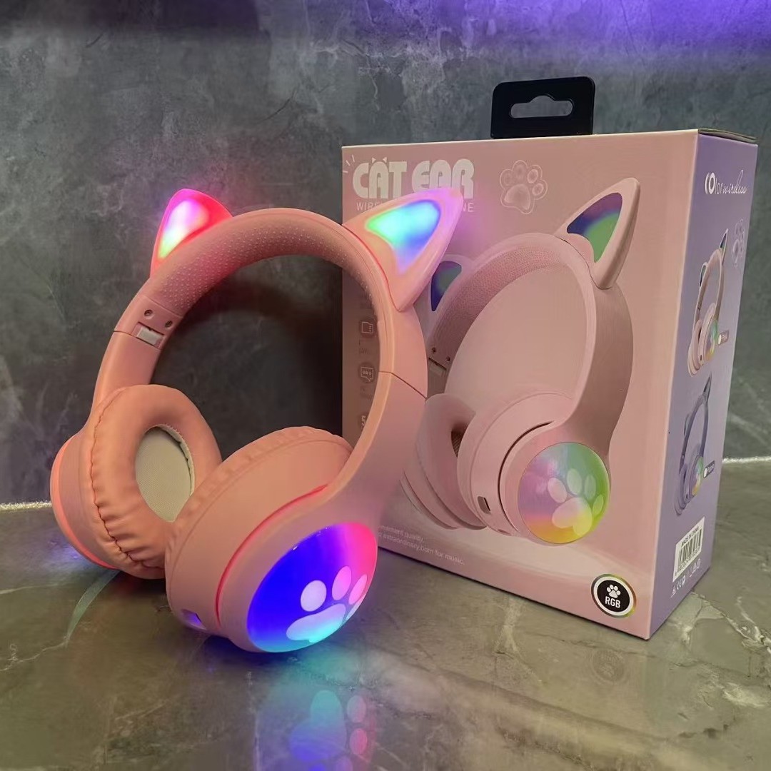Nuevos dibujos animados transfronterizos RGB iluminados lindos oídos de gato garras de gato auriculares Bluetooth inalámbricos auriculares de juego image 4