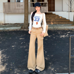 修身显瘦微喇牛仔裤女秋季新款美式辣妹低腰工装垂感拖地马蹄裤子