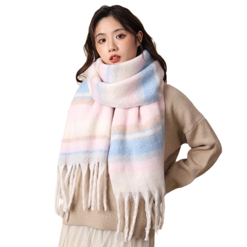 Écharpe en peluche mohair épaisse polyvalente pour femme Melad premium atmosphere en hiver 2024 nouvelle version coréenne pour l'automne_voghion.com