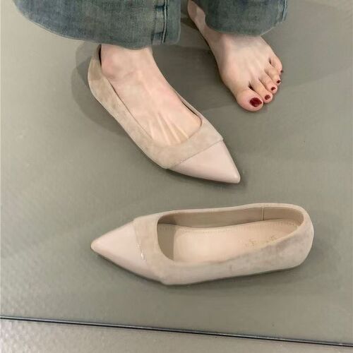Women's single shoes with shallow mouth, sharp tip, and internal height, spring and autumn best-selling new items, French temperament, matching dresses for commuting