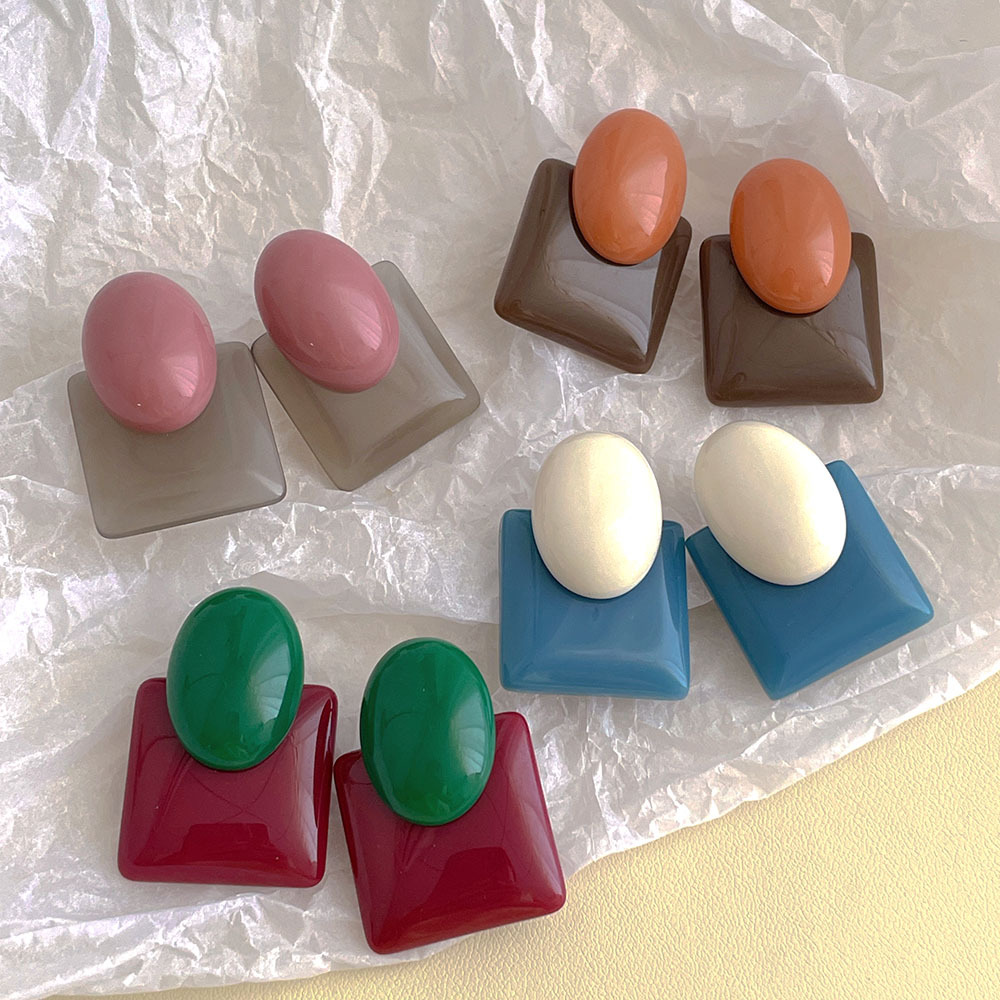 Plating Design 1 Pair Retro Vacation Geometric Plating Acrylic Ear Studs