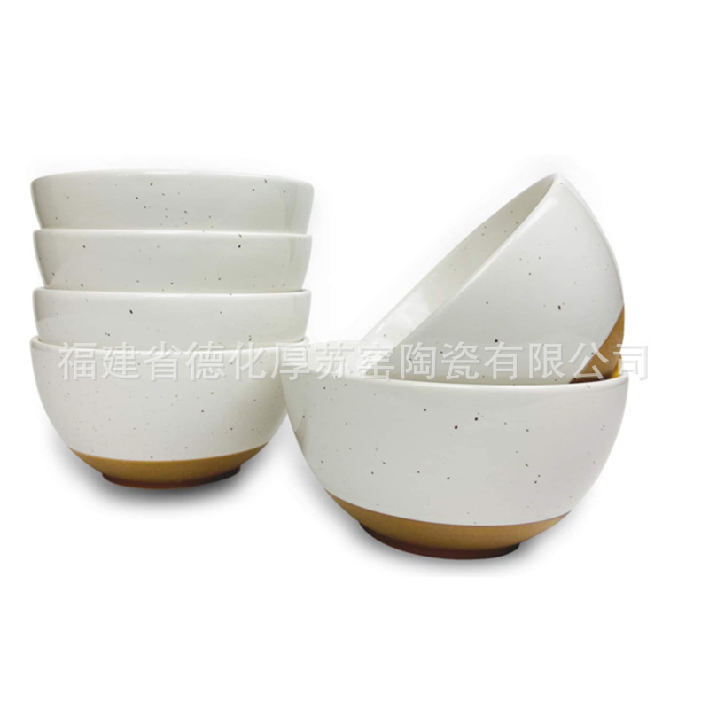 Black Speckled Ceramic Sand Bowl with Customer Logo, Ceramic Fruit Bowl, Nordic Country Farmhouse Style Ceramic Bowl