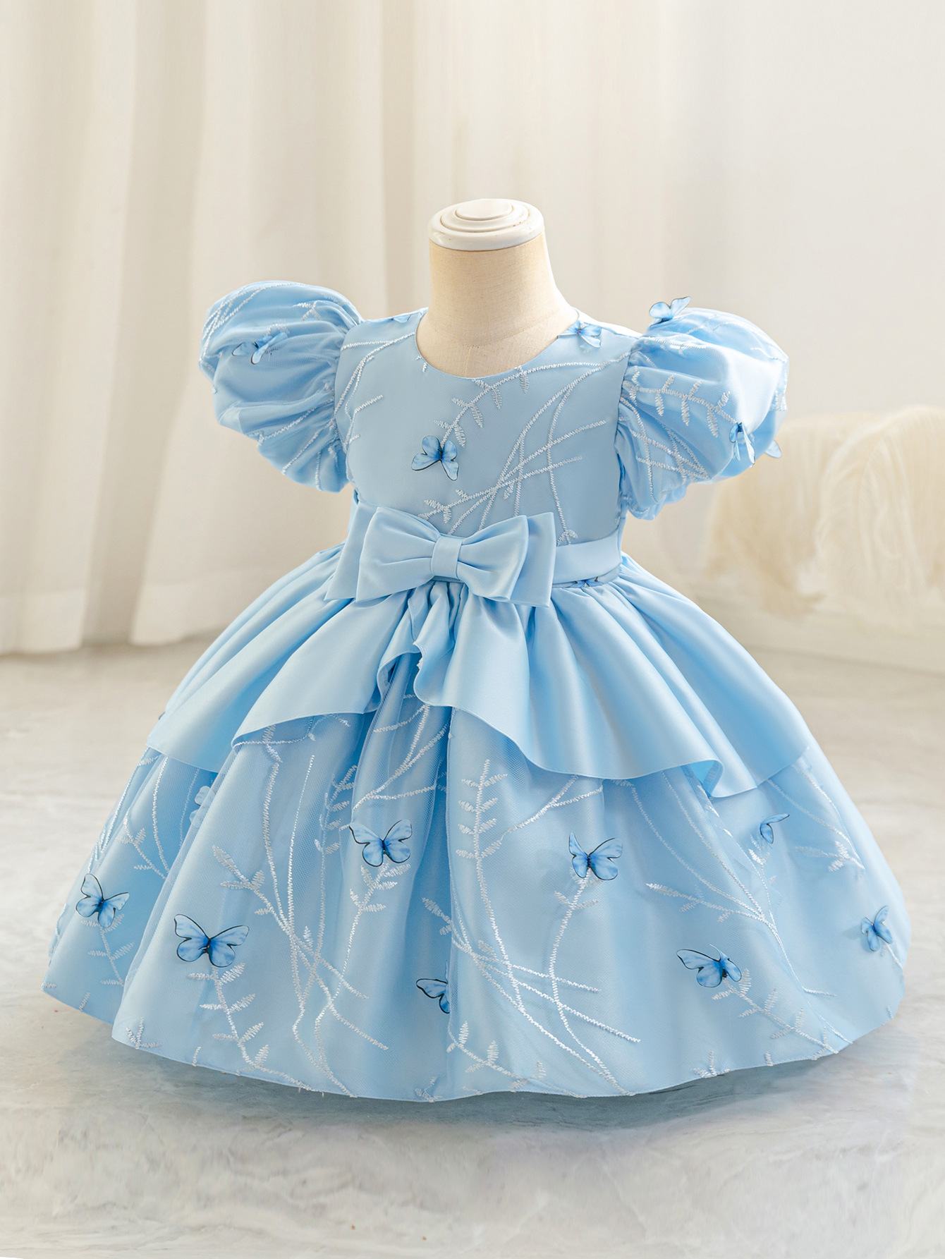 2025 nuevo bebé transfronterizo vestido infantil ropa de abrigo de arco vestido de bebé vestido vestido de abrigo al por mayor