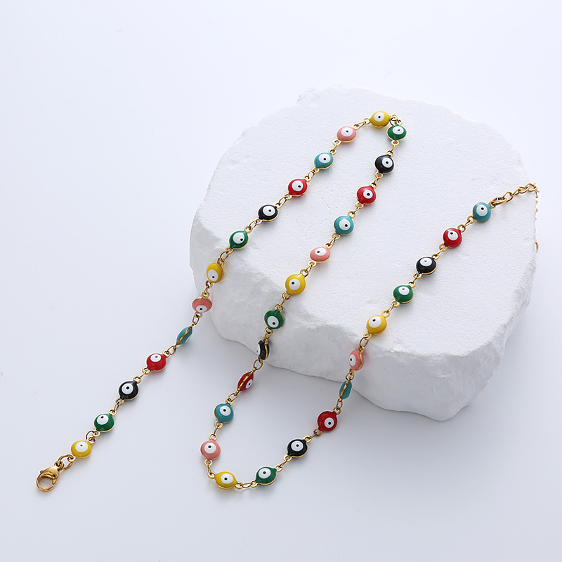 Fashion Devilu0027S Eye Titanium Steel Epoxy Chain Necklace