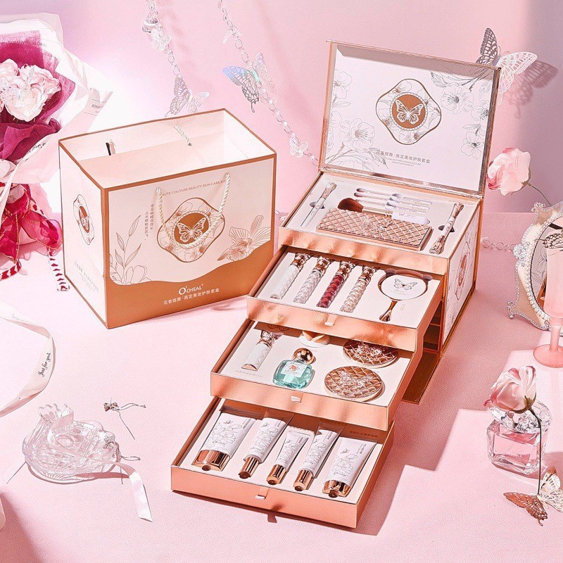 Huangyan Fengyun メイクアップとスキンケア 22 セット エアクッション アイシャドウ 口紅 バレンタインデー アンティーク 誕生日セット ビューティーセット|undefined
