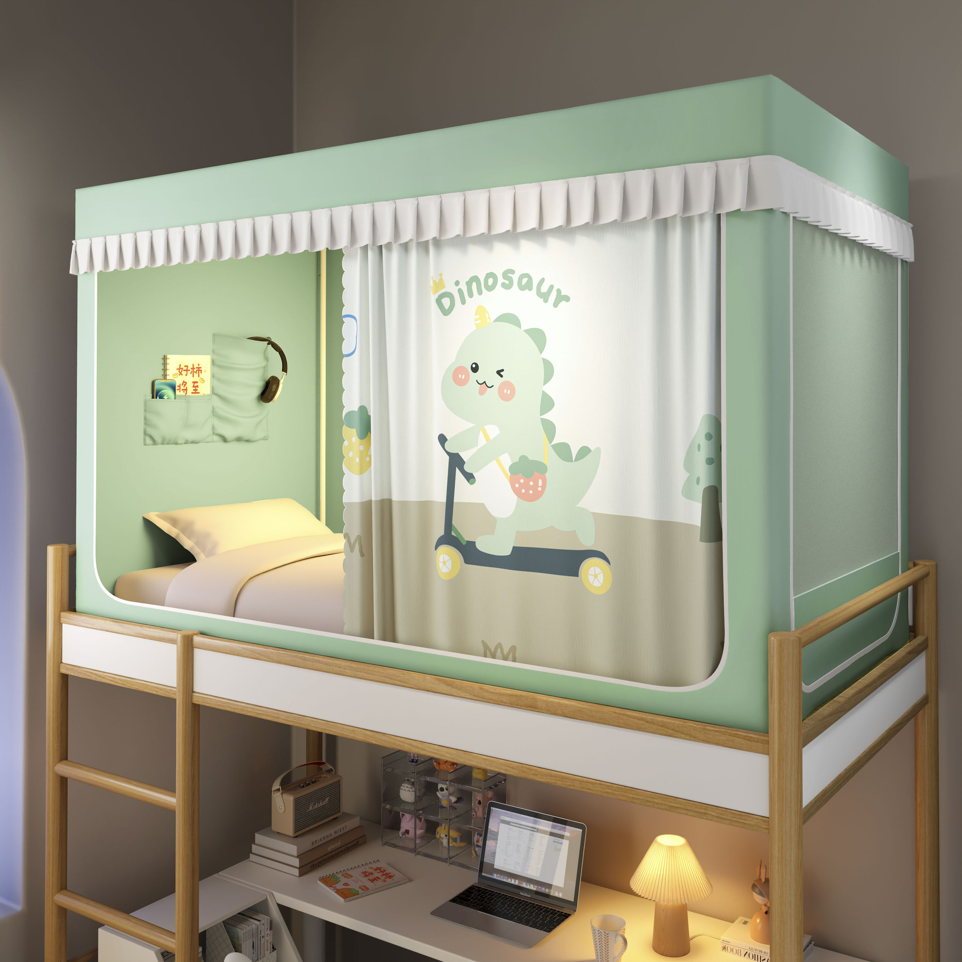 Mosquitera Opaca Integrada con Cortina para Cama de Dormitorio Estudiantil, Modelo 2025, Sin Necesidad de Instalación, Apta para Literas en Dormitorios.