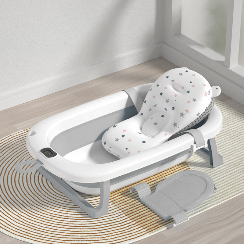 Baño de temperatura para bebés, hogar plegable, puede sentarse, acostarse, aumentar el engrosamiento, baño para niños, cubo de baño para bebés