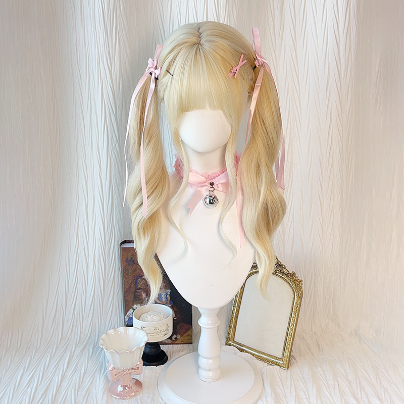 Milky White Lolita Wig Two-Dimensional Cos Human Wig Set Xiangyu Universal