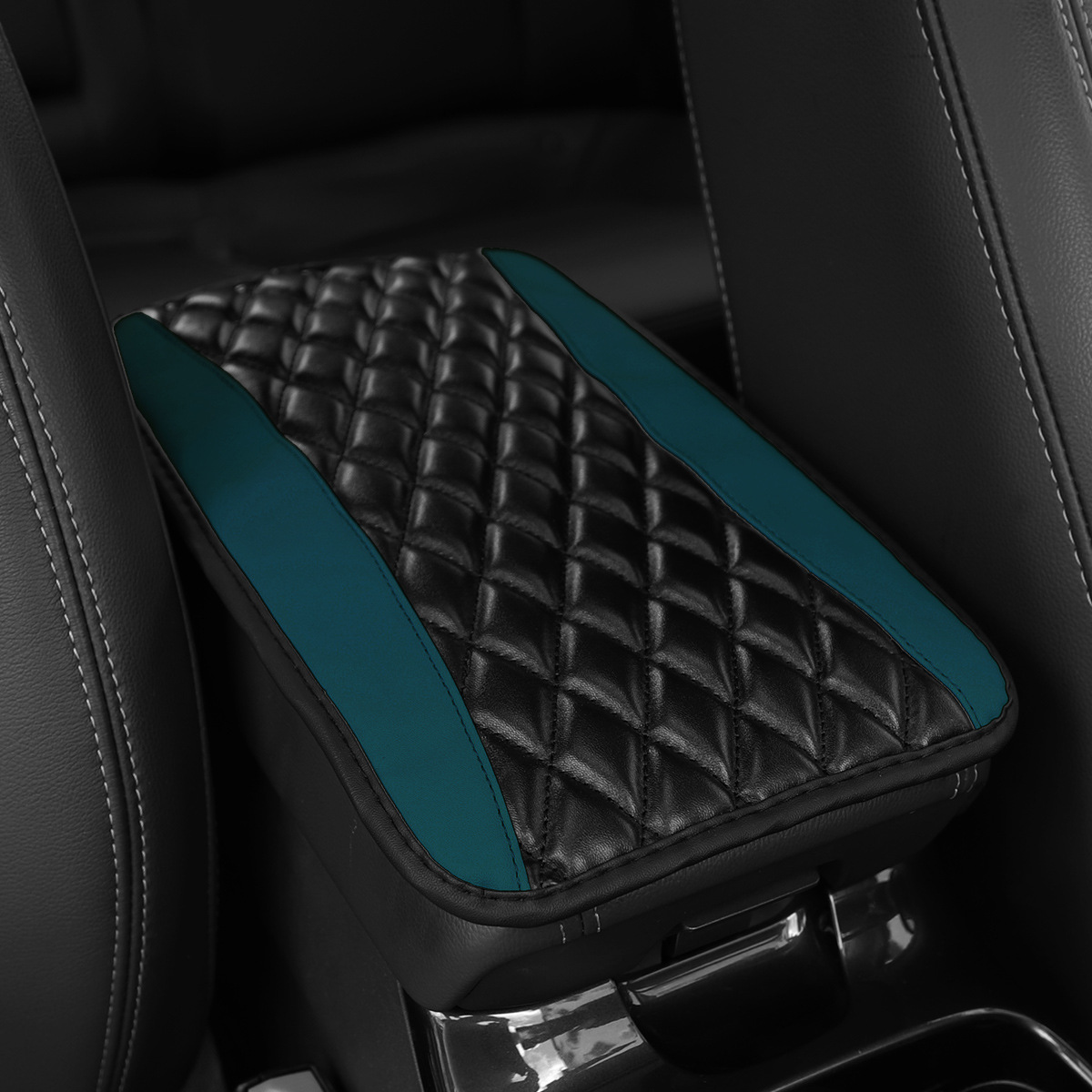 PU cuero tridimensional bordado cómodo nuevo coche apoyabrazos caja cubierta antideslizante control central pad coche accesorios unisex