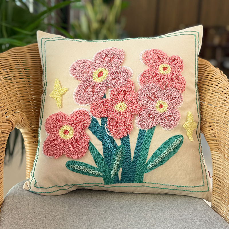 Nuevo tipo de funda de almohada de ruso bordado Lu bordado mano flor estereoscópica funda de cojín de sofá