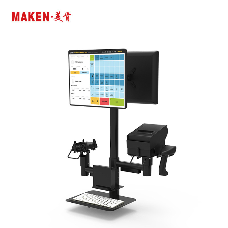 厂家批发超市收银台pos屏幕支架桌面收银结账支架悬臂自由组合