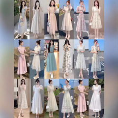 Sijiqing 2025 新しい夏の韓国スタイルのロングスカートフレンチフローラルドレスブランド婦人服スカート卸売供給