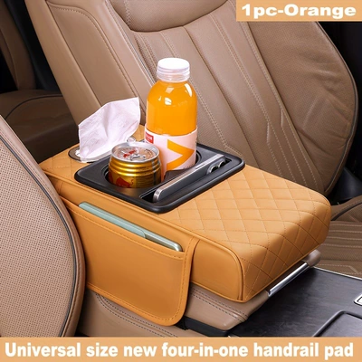 heightening pad, car cup holder, Armrest box pad - orange-armrest-box-mat