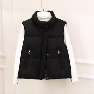 Cross-border Autumn and Winter 2024 New Down Cotton Vest Loose Slim Thickened Wareback Sleeveless Vest Jacket Trendy