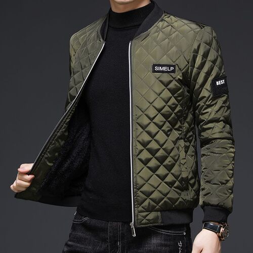 Autumn/Winter Cotton Jacket Korean Style Blue New Thin Short Baseball Coat Fashion Jacket Lightweight Outerwear