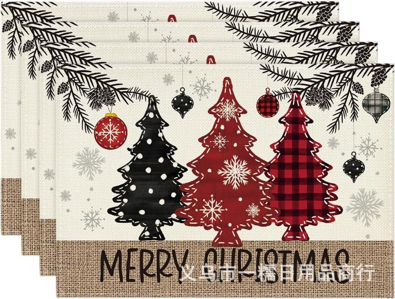 クロスボーダー爆発クリスマス雪だるま食事マット雪格子テーブルマットクリスマスパーティー装飾断熱マット祝日装飾|undefined