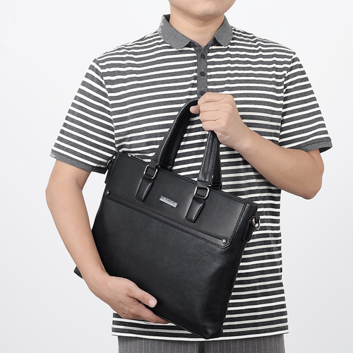 Factory Wholesale New Men's Bag Business Document Shoulder Bag Large Capacity Laptop Bag A4 Document Gift Conference Bag