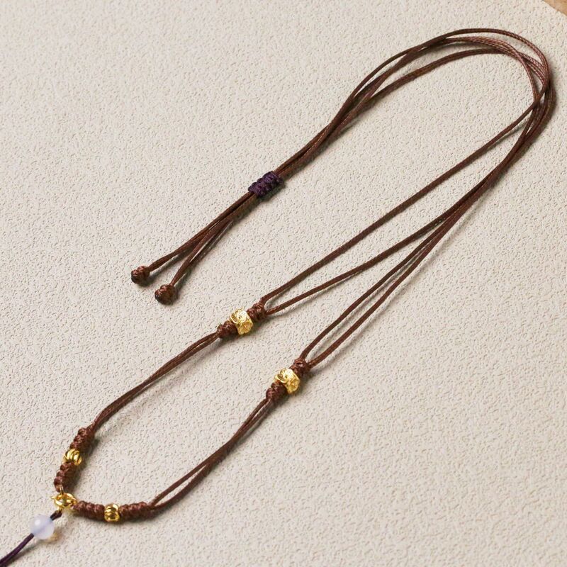 Simple neck pendant with adjustable wax leather cord, hand-woven necklace cord for jadeite, amber, and other pendants, suitable for both men and women Simple neck pendant with adjustable wax leather cord, hand-woven necklace cord for jadeite, amber, and other pendants, suitable for both men and women