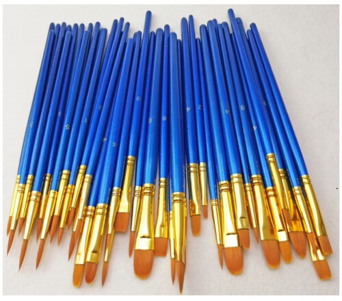 Nylon water chalk watercolor painting pen oil paint brush set 10 pieces with red rod and blue rod hook line pen