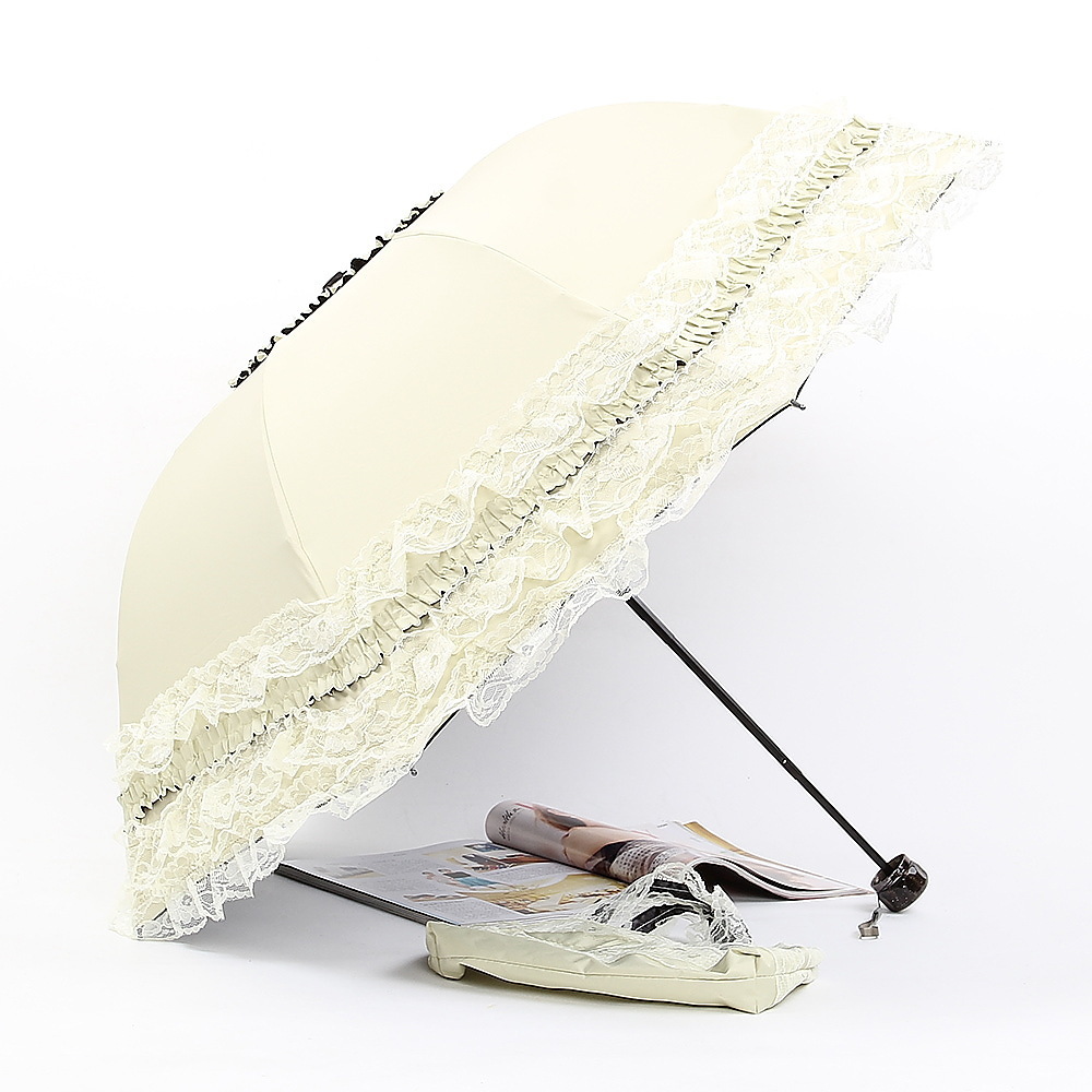 跨进新品公主洋伞蕾丝花边太阳伞黑胶图层防晒伞晴雨两用折叠伞女-阿里巴巴