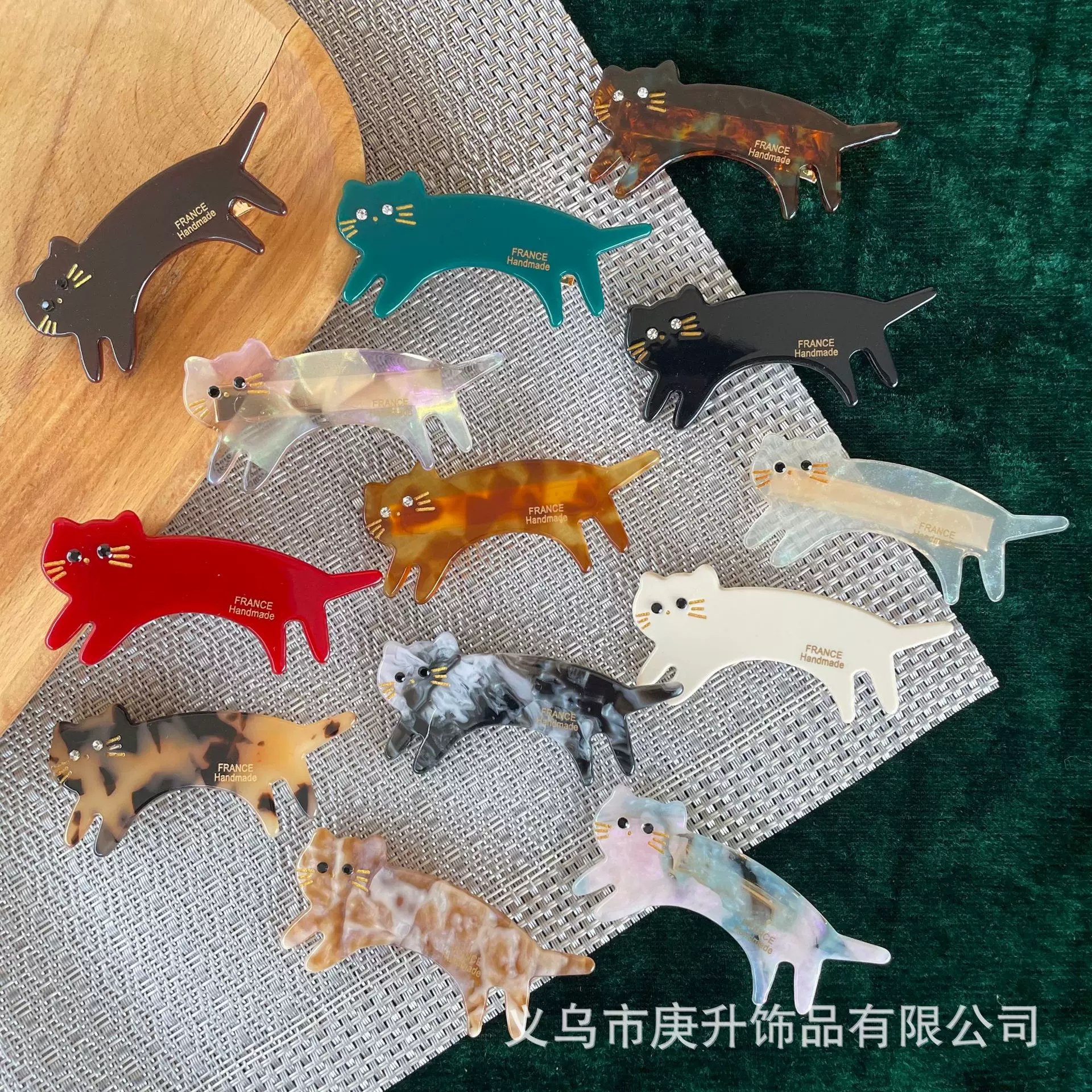 韩国France博主同款可爱小猫咪发夹法式百搭刘海鸭嘴夹侧边碎发夹