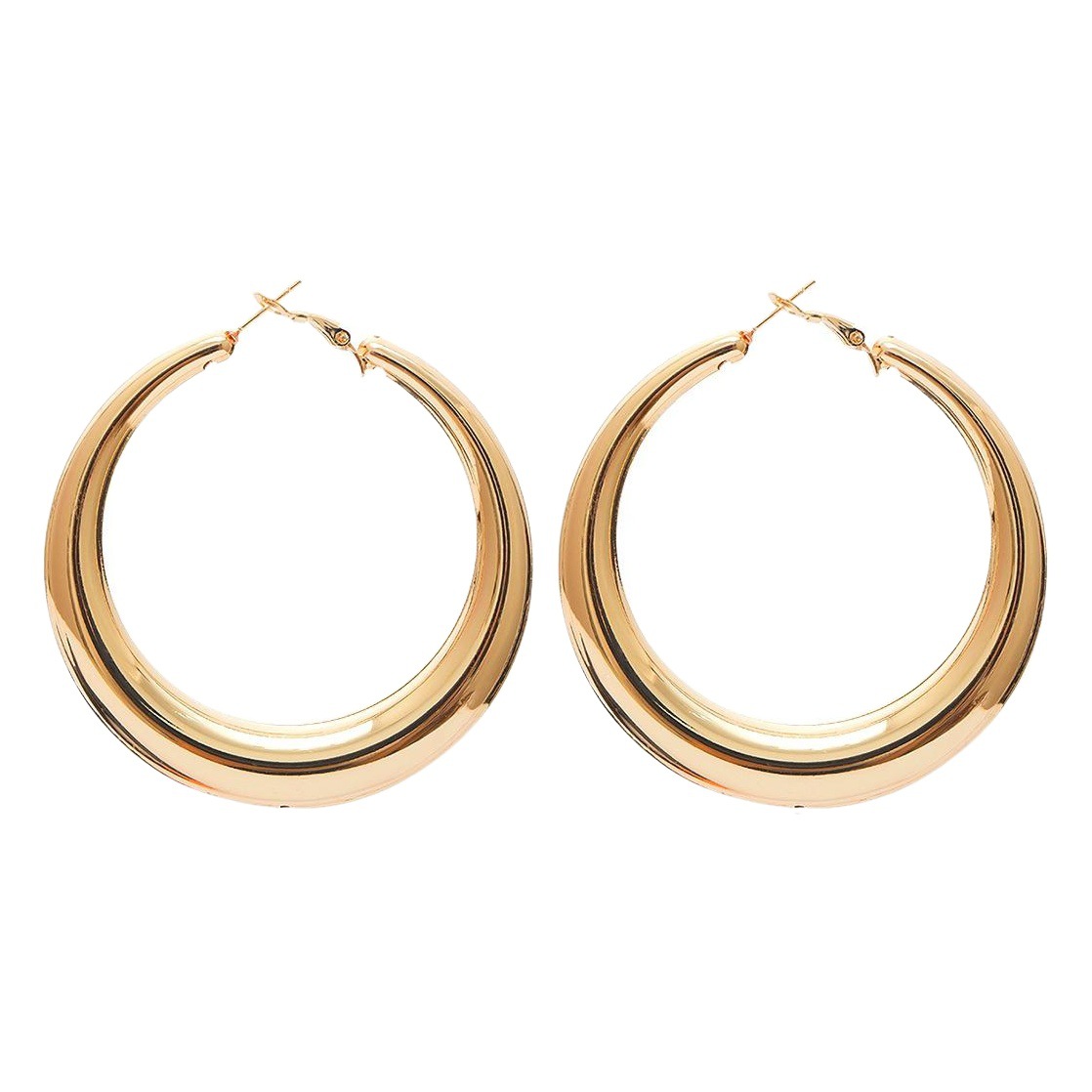 European and American exaggerated elegant metal glossy earrings female personality temperament simple geometric oval earrings