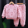 Children's demi-season flannel pijama, set for boys, keep warm underwear, Korean style