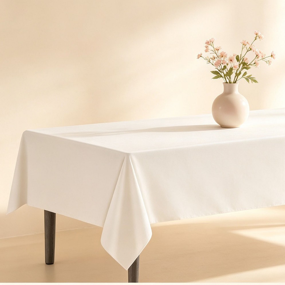 Disposable Tablecloth Thickeneded Plastic White Rectangular Oil-Proof and Waterproof 137*274 Cross-Border Spot Party Holiday